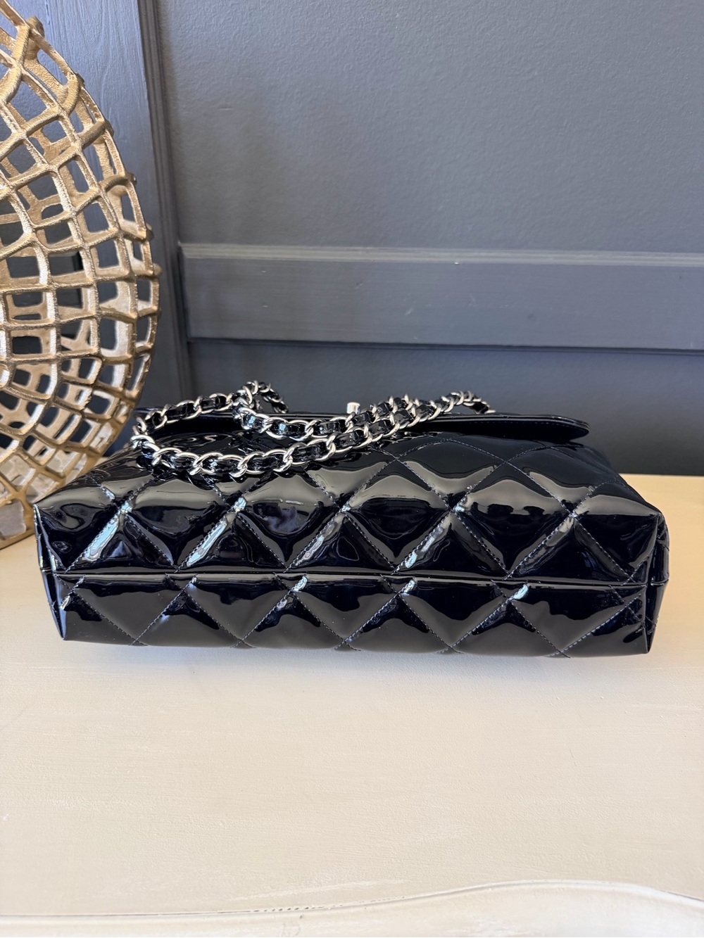 Chanel In the Business Flap Shoulder Bag | Black Patent Leather w/black card - Picture 4 of 8